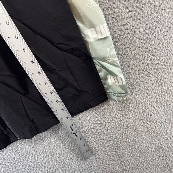 Puma Windbreaker Jacket Men's Medium Black Zip Pink Dolphin Hooded Short Sleeve - Picture 3 of 12